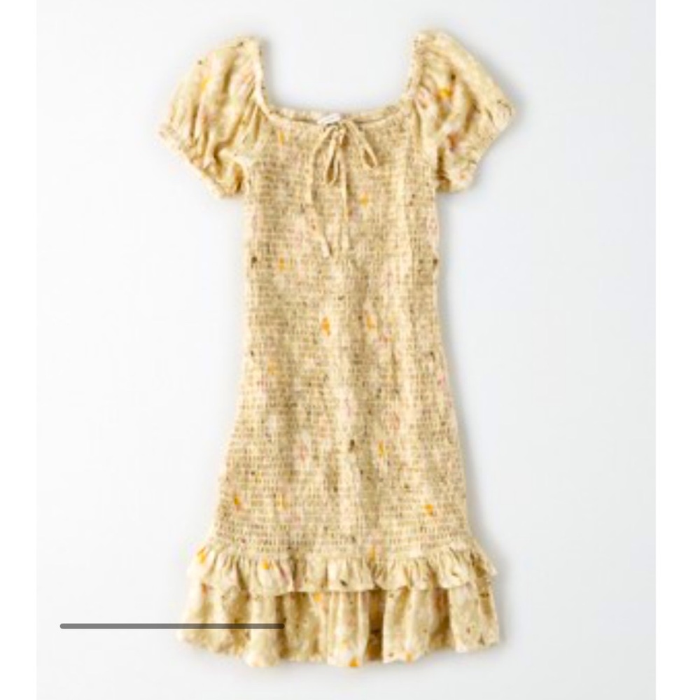 American eagle floral shirred mini ruffle dress size xs